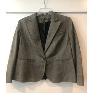 EUC Vintage Y2K Lauren Ralph‎ Lauren Brown Wool Cotton Plus Blazer Sports Coat